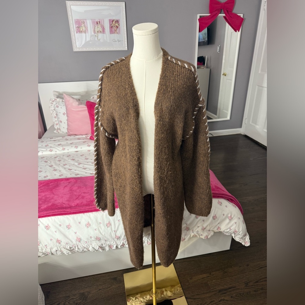 Cozy Brown Open-Front Sweater